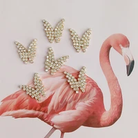 10 pcslot jewelry butterfly rhinestone decoration headdress hair accessories rhinestone butterfly diy alloy metal buttons
