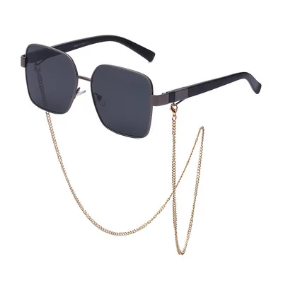 

Chain Sunglasses For Gorgeous Women Square Frame Sunglasses New Fashion Sunshade Mirror Street Shooting Euro-American 2021
