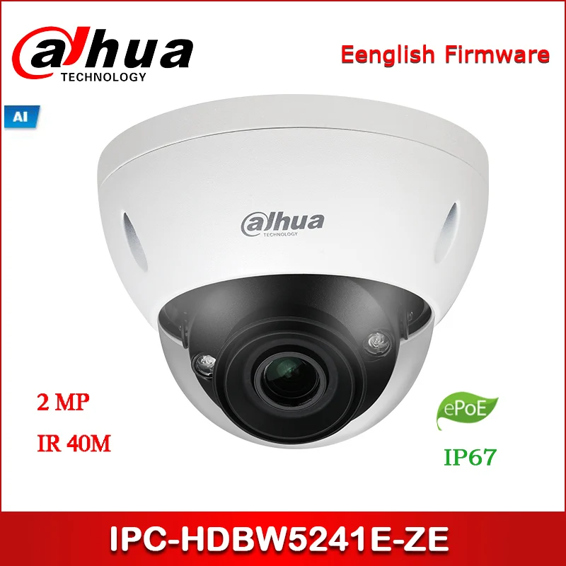 Dahua IP камера IPC-HDBW5241E-ZE 2MP WDR IR Dome AI сетевая 2 7 мм-13 5 мм моторизованный объектив с ePOE |