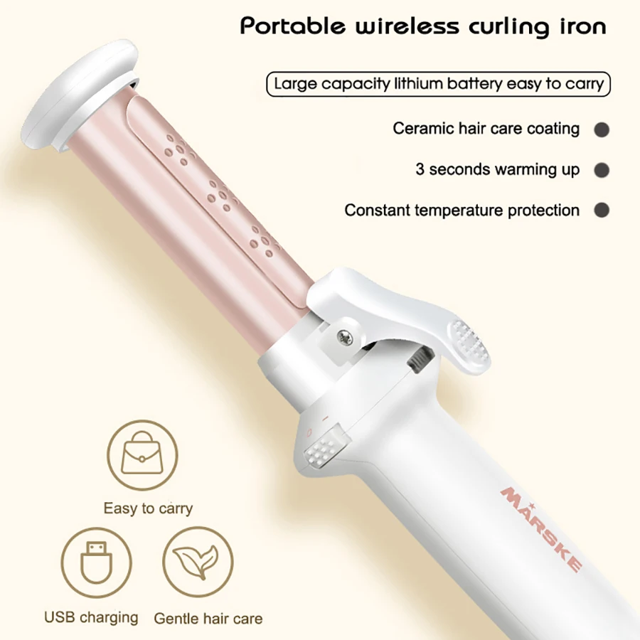 

Electric Wireless Hair Curler For Women USB Rechargeable Professional Fast Heating Curling Iron Hairstyle Tools Hair Waver