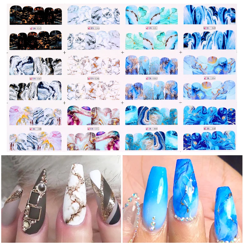 1 лист белый черный градиент мраморная наклейка на ногти водная переводная