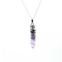 february birthstone birthday gift for women genuine purple amethyst necklace with dragon decor hexagon point healing crystal