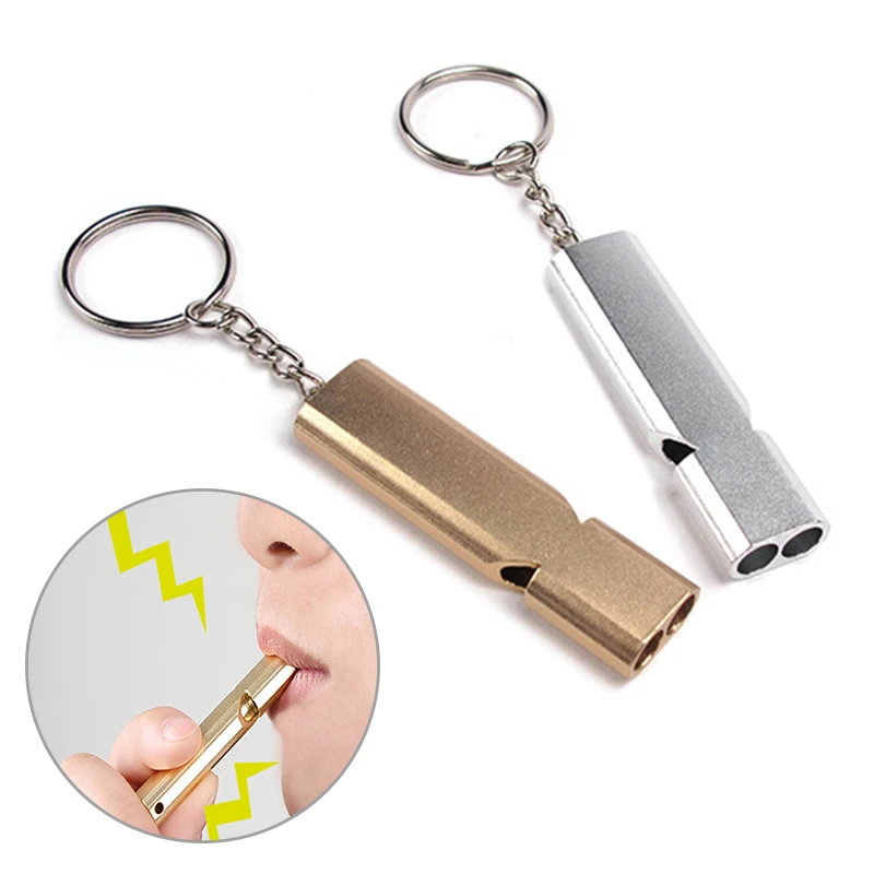 

Dual-tube survival whistle Portable aluminum safety whistle for outdoor hiking camping safe survival