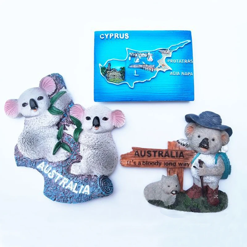 Туристические сувениры в холодильнике страна Австралия знак коала смола