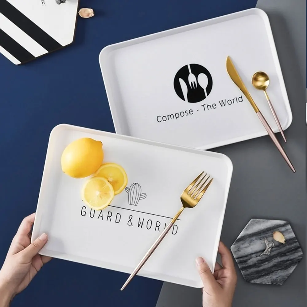 Поднос прямоугольный пластиковый для завтрака чая кофе ужина 2020 новый лоток | Дом