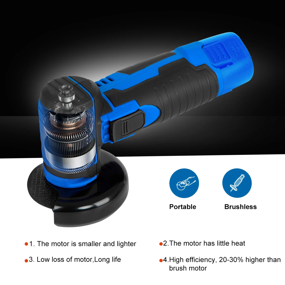 12V Мини Бесщеточный угловой шлифовальный станок Беспроводная шлифовальная