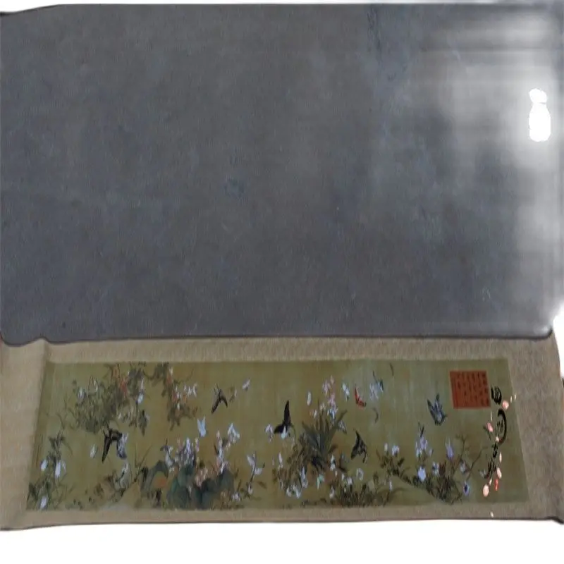 Китайская старая картина прокрутки и каллиграфическая пейзажная схема бабочки