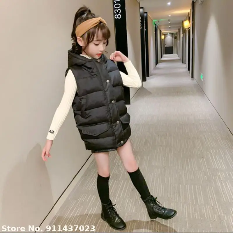 

Теплый жилет для девочек, толстовки, зимний утепленный длинный жилет для мальчиков, Детская верхняя одежда без рукавов, осенние детские хло...