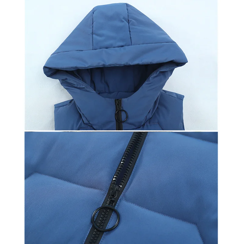 

Fashion New Autumn Winter Long Cotton Vest Women Jacket Korean Hooded Sleeveless Coat Plus Size Slim Warm Ladies Waistcoat 3XL