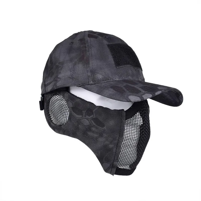 

Тактическая Складная Сетчатая Маска с защитой ушей и колпачком для охоты, страйкбола, пейнтбола с регулируемым эластичным ремнем