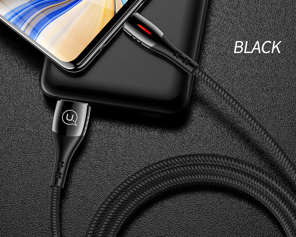USAMS Smart power off QC3.0 type C зарядный защитный кабель для samsung huawei Xiaomi USB C кабель с автоматическим отключением кабель type-c