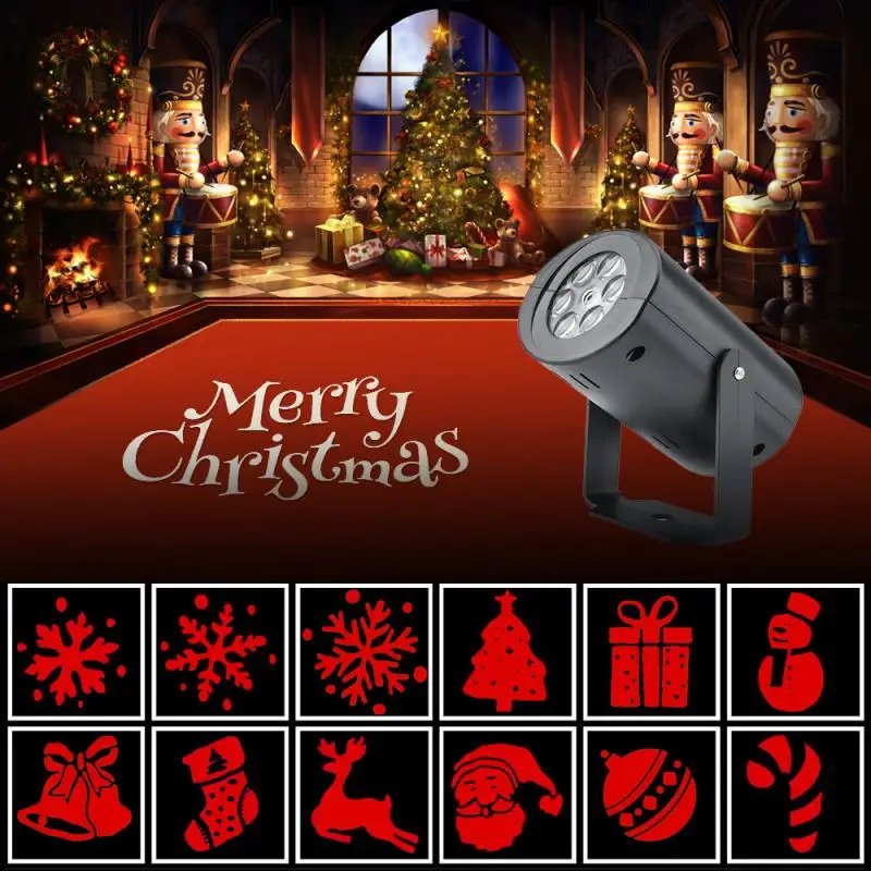 

Christmas Laser Projector 12 Pattern Lights RGB Colorful Rotating LED Disco Light Window Display Home Wonderland Projector
