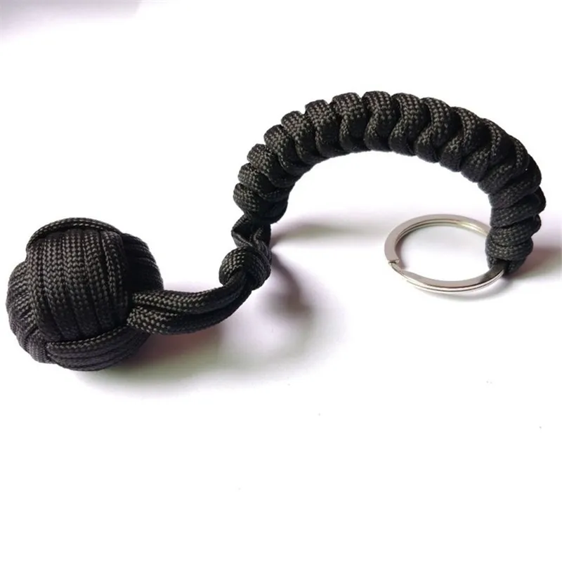 

24cm 7-core Outdoor Equipment Parachute Cord Rope Keychain Key Chain With Self-defense Steel Ball Wild Survival