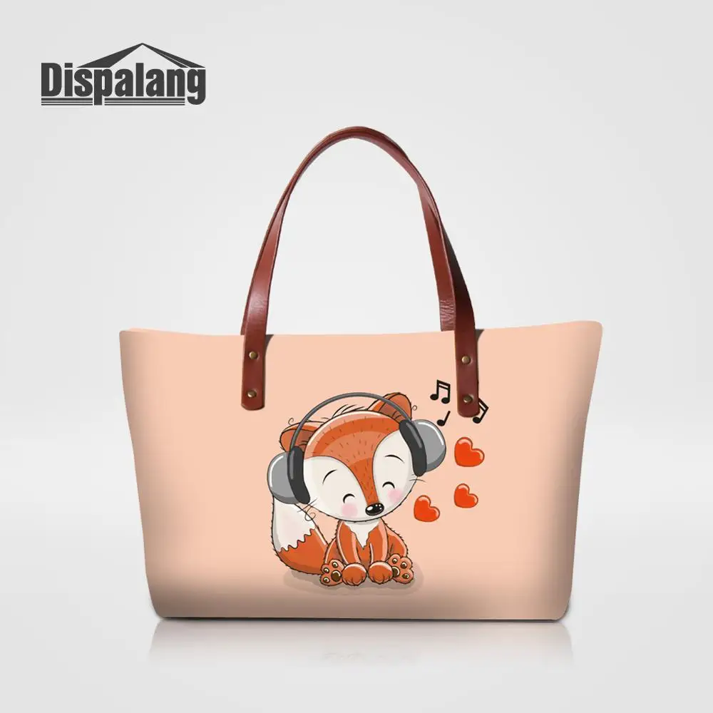 

Dispalang Women Big Handbag Cartoon Fox Pig Owl Lion Printing Totes Bags Custom Animal Lady Fashion Top-handle Girl Shoulder Bag