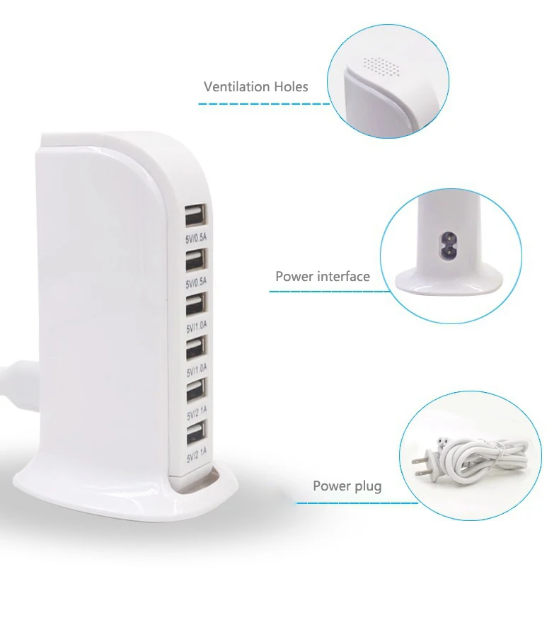 30W EU US UK вилкой 6 дополнительный универсальный порт USB быстрое зарядное устройство