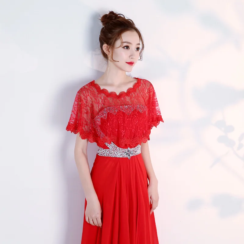 Женское красное кружевное болеро свадебное накидка для платья цвет черный