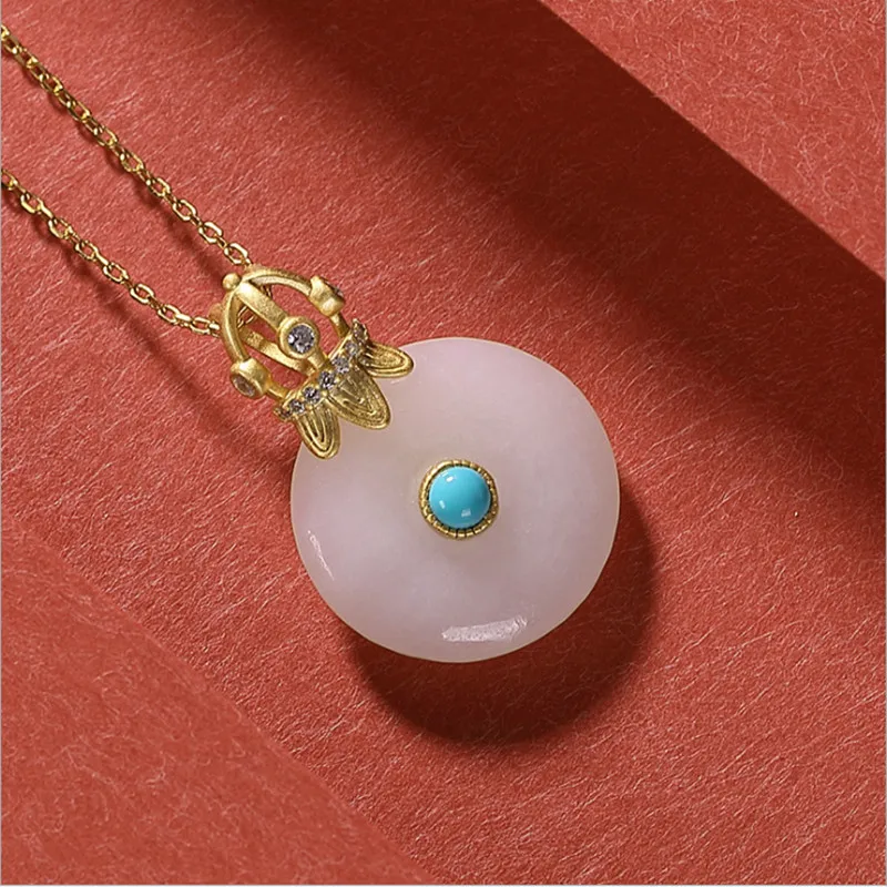 Uglyless этническая пин-An Peace пряжка подвески ожерелья для женщин натуральные