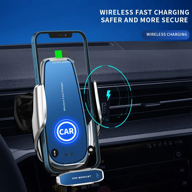Автоматическое автомобильное беспроводное зарядное устройство 15 Вт Qi держатель