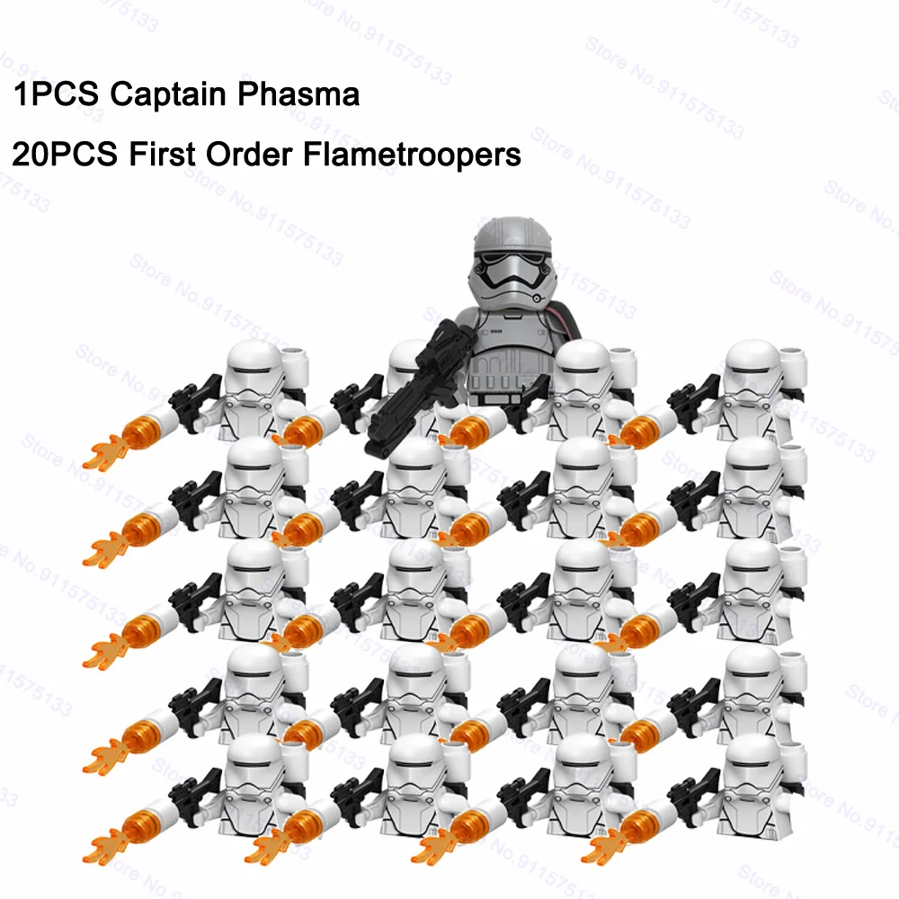 

21pcs Captain Phasma with First Order Snowtroopers Flametroopers Jet Clone Trooper Building Blocks Bricks Star Figures Wars Toy