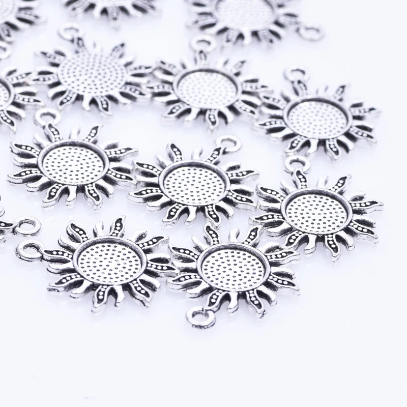 

5pcs Golden Silver Color Sun Charms For Jewelry Making Earring Necklace Pendant Base Setting Handmade Accessories Vintage Ethnic
