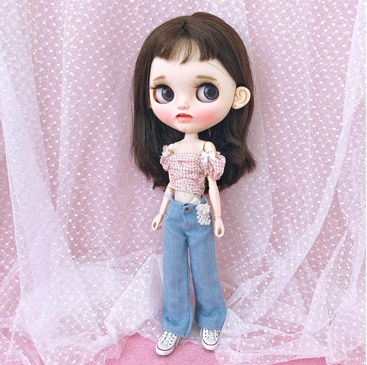 Новые кукла 1/6 брюки blyth клетчатая рубашка ob24 сумка кукольный наряд(Fit blyth, ob24, pullip, azone, licca, ICY, кукла 1/6