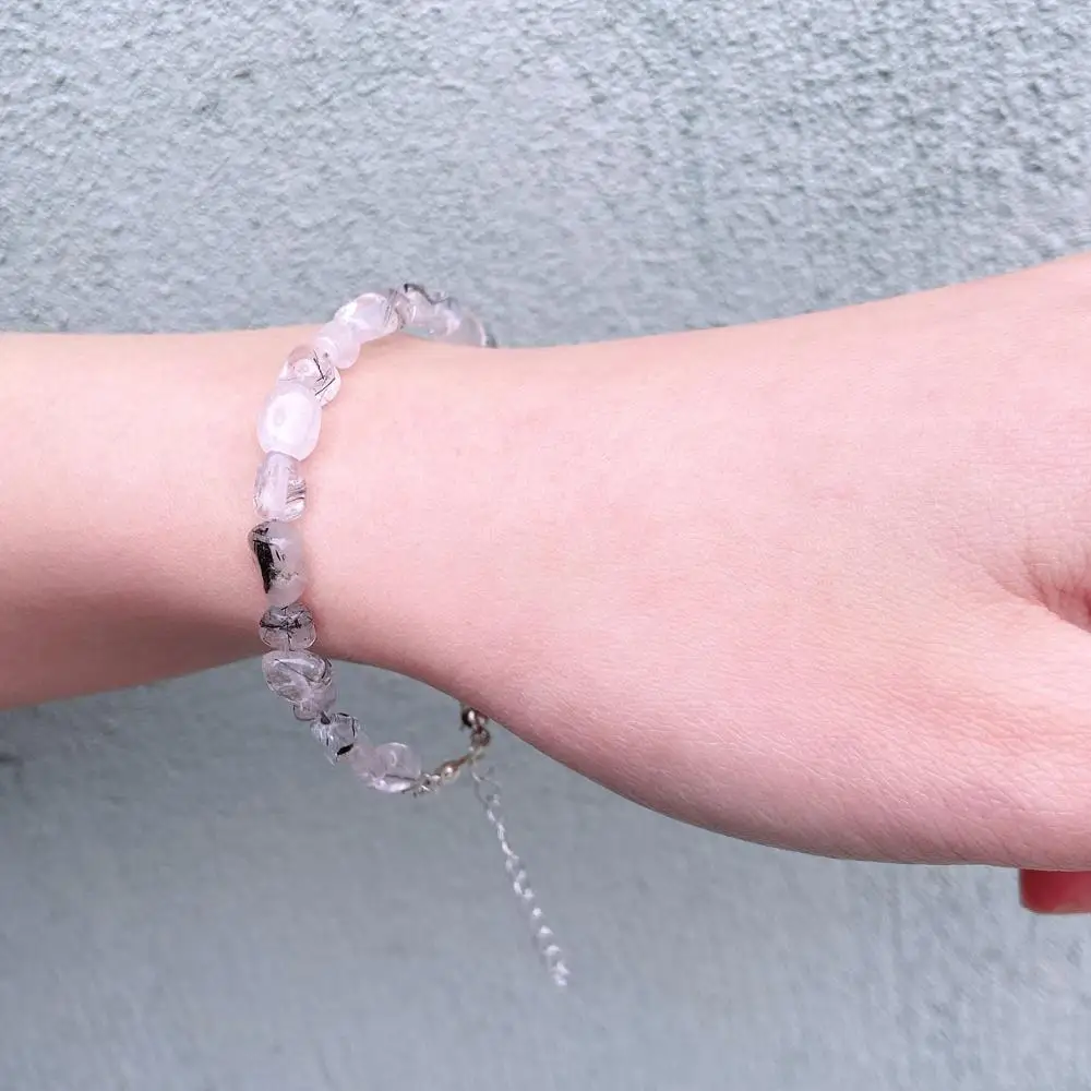 Irregular Natural Gems Stone Beads Bracelets Women Polished Tiny Amethysts Bangle For Men Jewelry Handmade Adjustable Pulsera | Украшения и