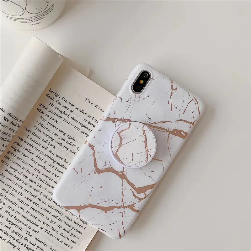 Роскошные золотые полосы мрамор с эффектом трещин держатель телефона чехол для