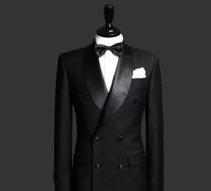 

(Jacket+Pants) Casual Black Business 2 Piece Groom Tuexdos For Wedding Formal Prom Suit Party Evening Blazer Custom Made