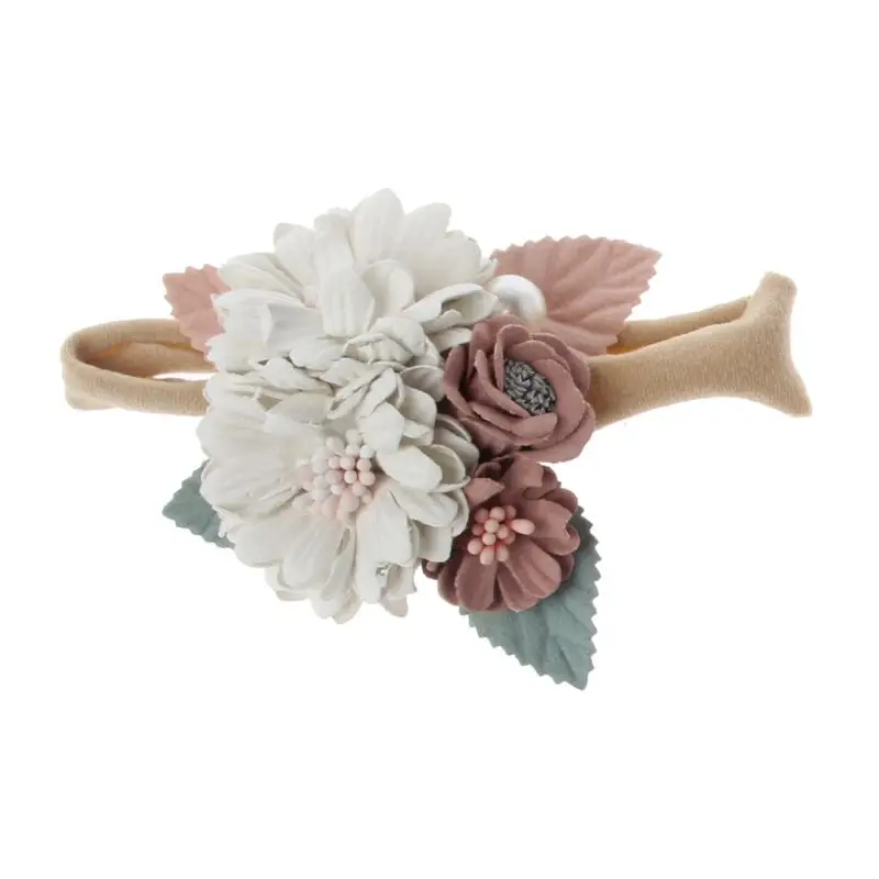 Lovely Baby Headband Fake Flower Nylon Hair Bands For Kids Artificial Floral Elastic Head Headwear | Детская одежда и обувь