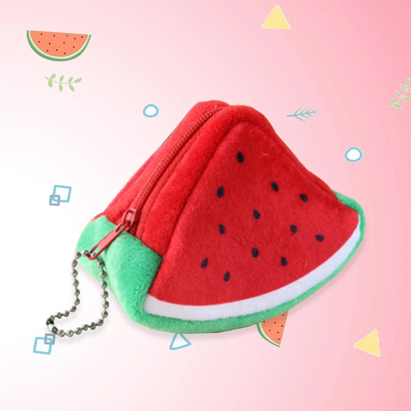 

1PCS Girls Kids Coin Purse Children's Holiday Gift Creativity Plush Triangles Fruit Coins Mini Keybag Porte Monnaie Femme Wallet