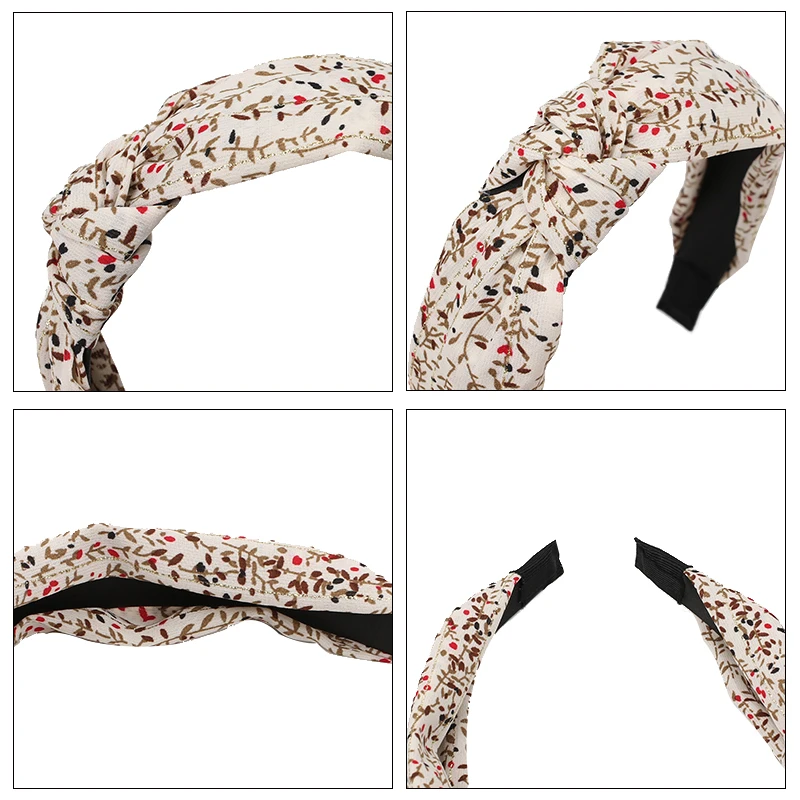 

ncmama Women Floral Knot Headband Vintage Bohemia Style Hairband Girls Elegant Ladies Headdress Bezel Female Hair Accessories