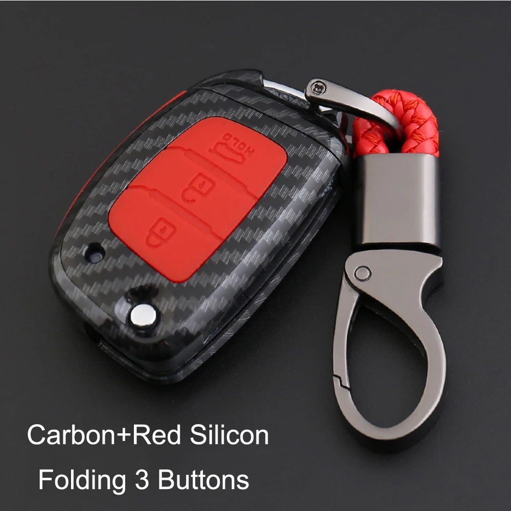 Чехол для ключа из углеродного волокна 3 кнопки чехол Брелока Для Elantra (2011 2015) Solaris