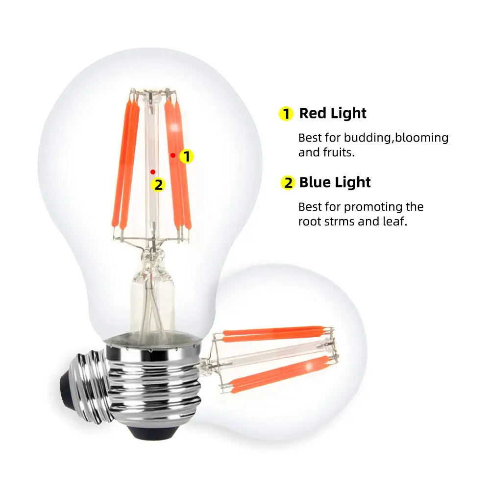 E27 E26 A60 светодиодный Grow Lights Лампа накаливания 8 Вт роста растений лампы 110V 220V 240V
