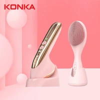 konka rf radio frequency beauty instrument led ems wrinkle removal and usb face brush ipx6 waterproof skin care machine
