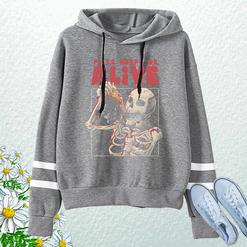 Женский свитшот с принтом пицца сохраняет меня живой на Хэллоуин Осенний