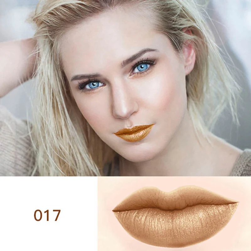 Модная водостойкая губная помада в золотистой тубе с антипригарным покрытием