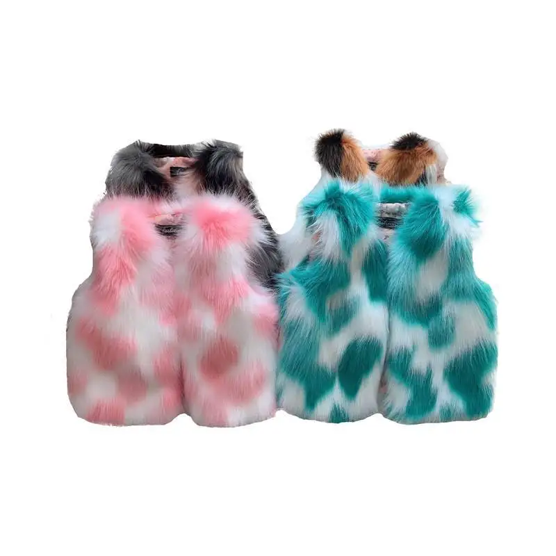 Baby Girls Faux Fur Vest Autumn Winter Children Waistcoat Colorful Kids Warm Sleeveless Jacket For Girl Outerwear TZ276 |