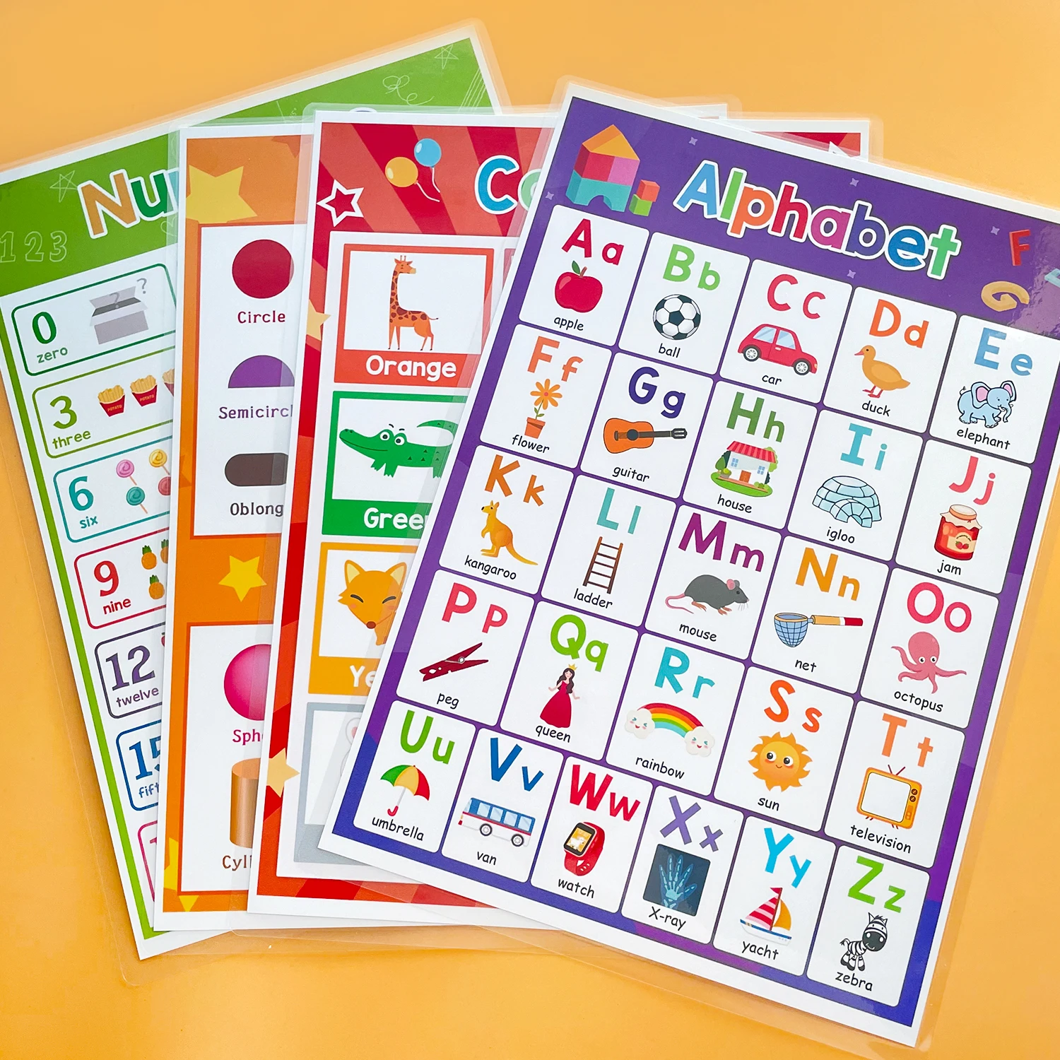 4 шт./компл. 26 букв алфавита стандартных цветов Постер A4 английское слово предk