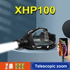 Налобный фонарь, мощный светодиодный 18650 люмен XHP100, XHP90, перезаряжаемый через Usb