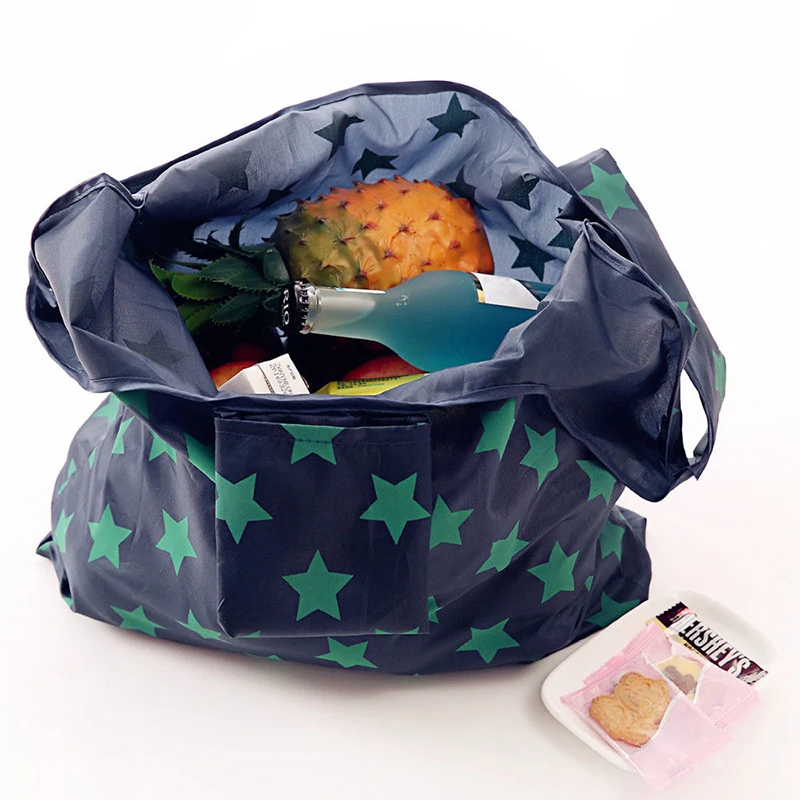 

33x55x5cm Reusable Foldable Shopping Handbags Large Capacity Grocery Supermarket Bags Washable Polyester Environment Storage Bag