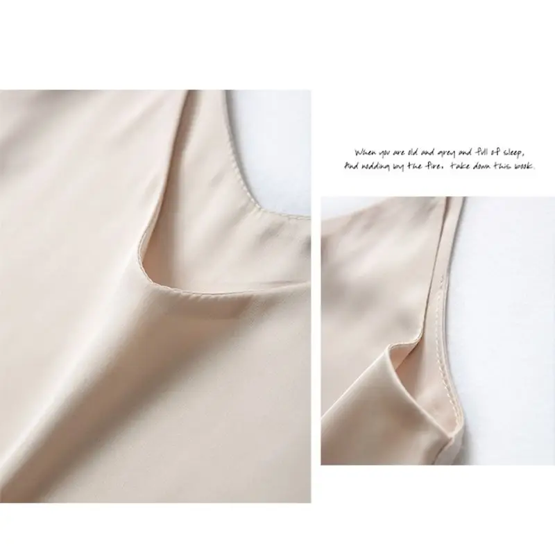 

Womens Sexy Spaghetti Strap Tank Top Silky Sleeveless Loose Camisole Simple Solid Color Casual V N-Neck Basic Vest