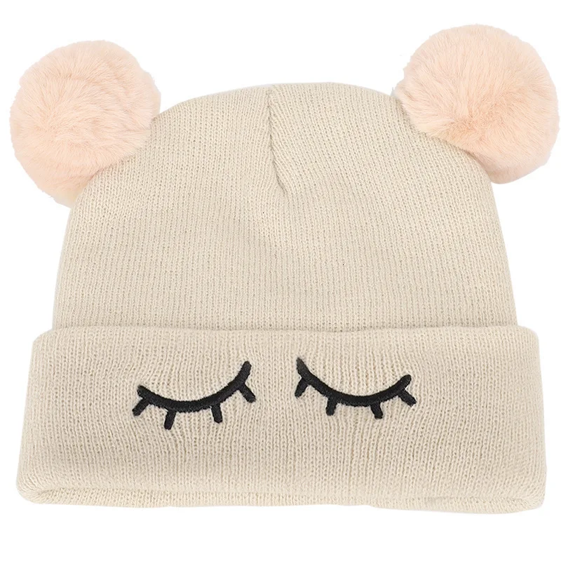 2019 Детская шерстяная одежда шляпа мигать с вышитым медведем двойной меховыми