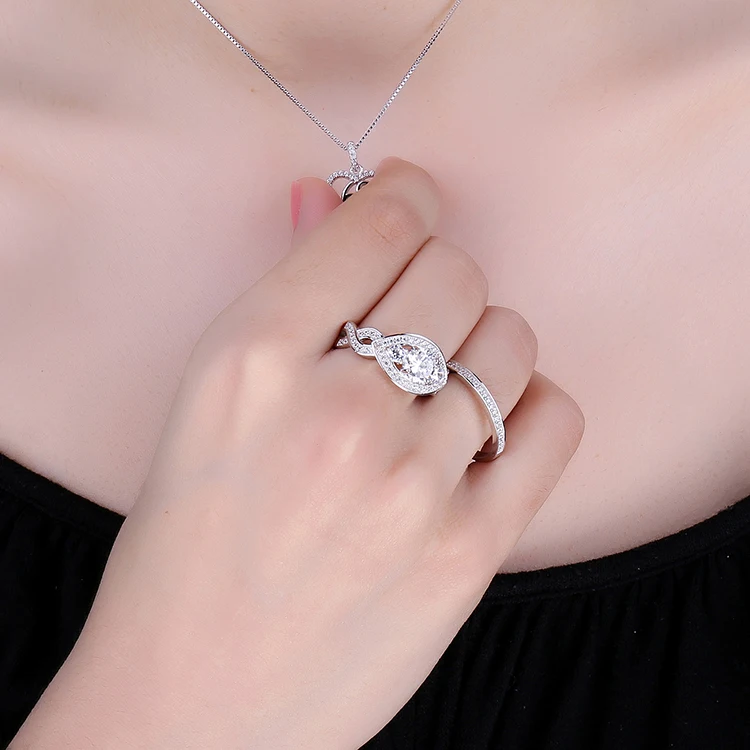 JewelryPalace витой CZ проложить группа Маркиза 3 камня 2.7ct кубического циркония обещание обручальное Обручение кольцо свадебный 925 St