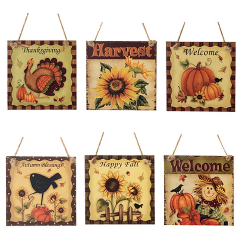 

Creative Wooden Country Harvest Festival Fall sunflowers hanging Thanksgiving decorations hanging board