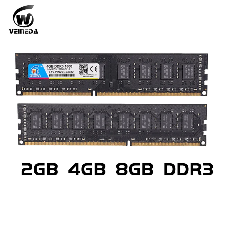 VEINEDA оперативная Память Dimm DDR3 4 ГБ 8 ГБ 1600 МГц Совместимость 1333 1066 ddr 3 4 Гб PC3-12800 память 240pin для всех настольных компьютеров AMD Intel