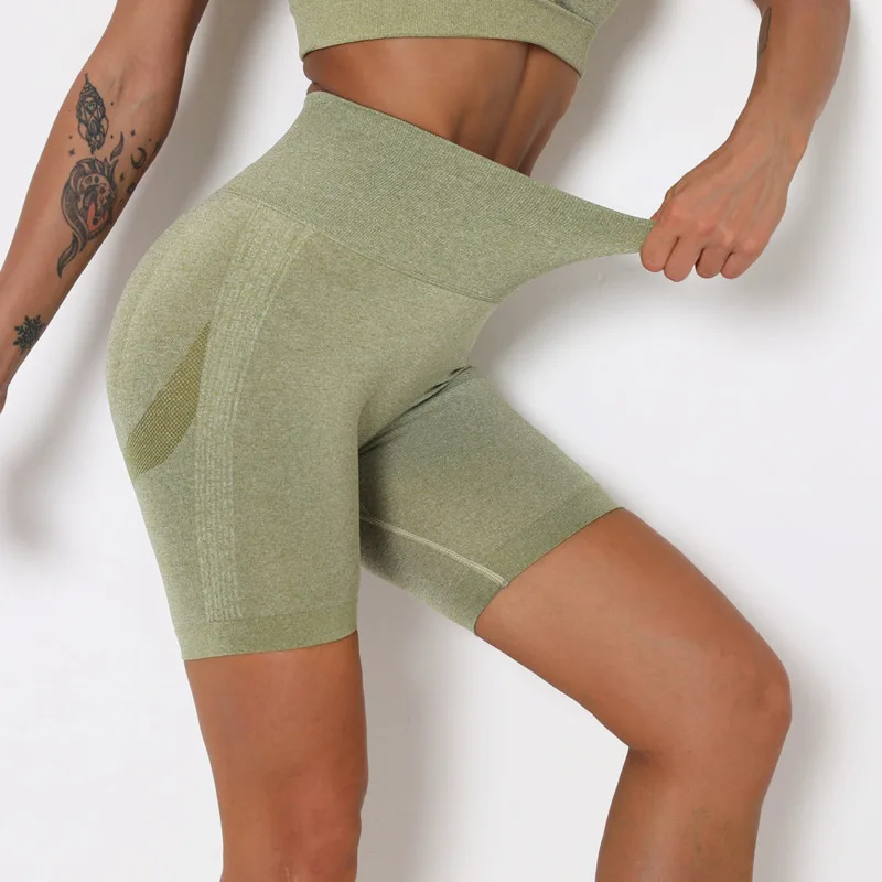 NCLAGEN бесшовный спортивный Вязание Высокая Талия шорты для йоги бега женщин