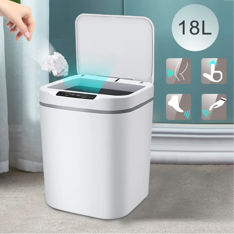 

15/18L Smart Sensor Trash Can Automatic Electric Trash Bin for Kitchen Bathroom Toilet Household Bedroom Dustbin Home Waste Bin