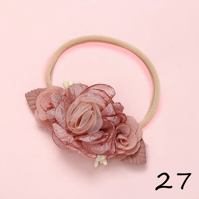 Artificial Flower Headband For Baby Girls Crown Kids Infant Hairband Nylon Traceless Newborn Photography Props Hair Accessories | Мать и