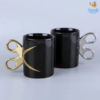 personalized scissors handle ceramic cup creative mug coffee water