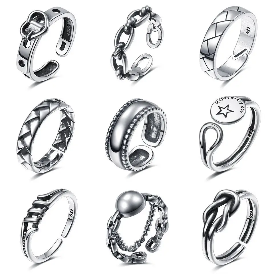

European and American punk jewelry with retro index finger old star chain love ring for men and women birthday gifts wholesale